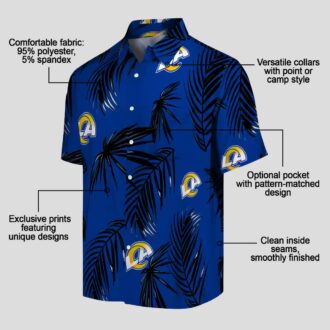 Los Angeles Rams Tropical Palm Leaf Blue Hawaiian Shirt, NFL Beach Shirt for Men