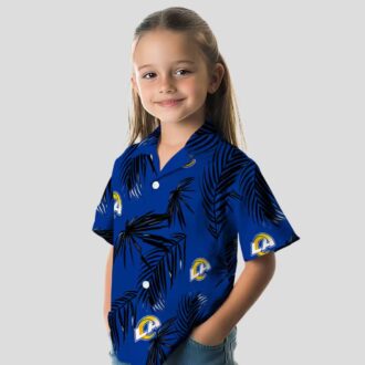 Los Angeles Rams Tropical Palm Leaf Blue Hawaiian Shirt, NFL Beach Shirt for Men