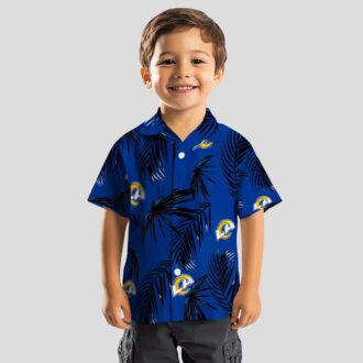 Los Angeles Rams Tropical Palm Leaf Blue Hawaiian Shirt, NFL Beach Shirt for Men