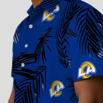 Los Angeles Rams Tropical Palm Leaf Blue Hawaiian Shirt, NFL Beach Shirt for Men
