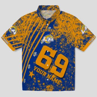 NFL Los Angeles Rams Blue Hawaiian Shirt, Personalized Star Stripes Beach Shirt for Fans