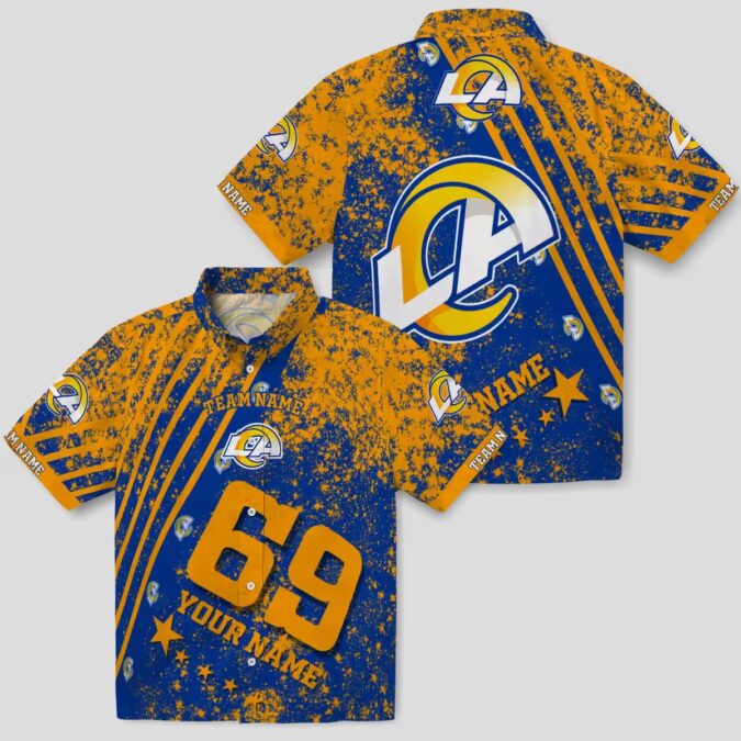 NFL Los Angeles Rams Blue Hawaiian Shirt, Personalized Star Stripes Beach Shirt for Fans