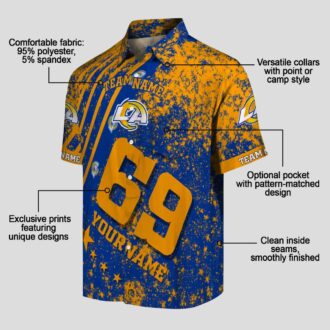 NFL Los Angeles Rams Blue Hawaiian Shirt, Personalized Star Stripes Beach Shirt for Fans