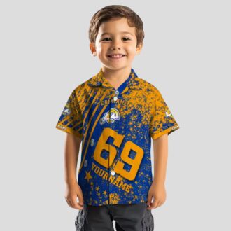 NFL Los Angeles Rams Blue Hawaiian Shirt, Personalized Star Stripes Beach Shirt for Fans