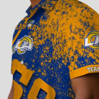 NFL Los Angeles Rams Blue Hawaiian Shirt, Personalized Star Stripes Beach Shirt for Fans