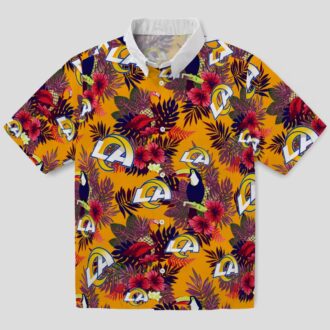 NFL Los Angeles Rams Blue Red Floral Toucan Hawaiian Shirt, Tropical Aloha Beach Style