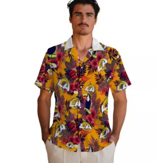 NFL Los Angeles Rams Blue Red Floral Toucan Hawaiian Shirt, Tropical Aloha Beach Style