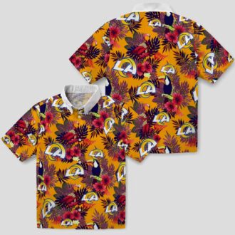 NFL Los Angeles Rams Blue Red Floral Toucan Hawaiian Shirt, Tropical Aloha Beach Style