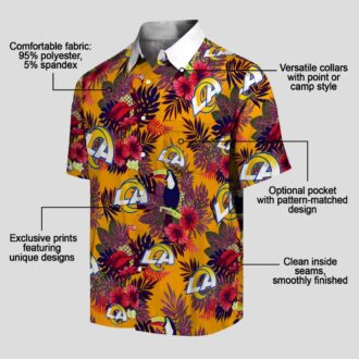 NFL Los Angeles Rams Blue Red Floral Toucan Hawaiian Shirt, Tropical Aloha Beach Style