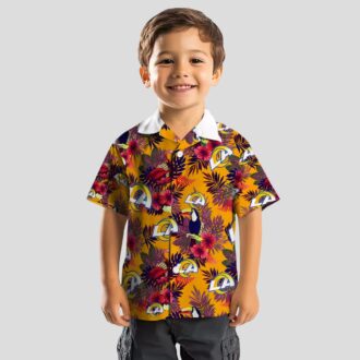 NFL Los Angeles Rams Blue Red Floral Toucan Hawaiian Shirt, Tropical Aloha Beach Style