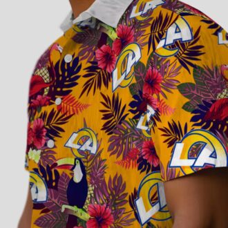 NFL Los Angeles Rams Blue Red Floral Toucan Hawaiian Shirt, Tropical Aloha Beach Style