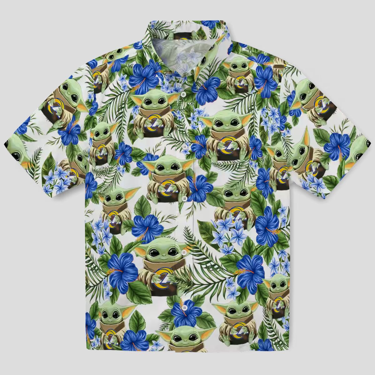 NFL Los Angeles Rams Hawaiian Shirt, Yoda Green Tropical Aloha Beach Shirt