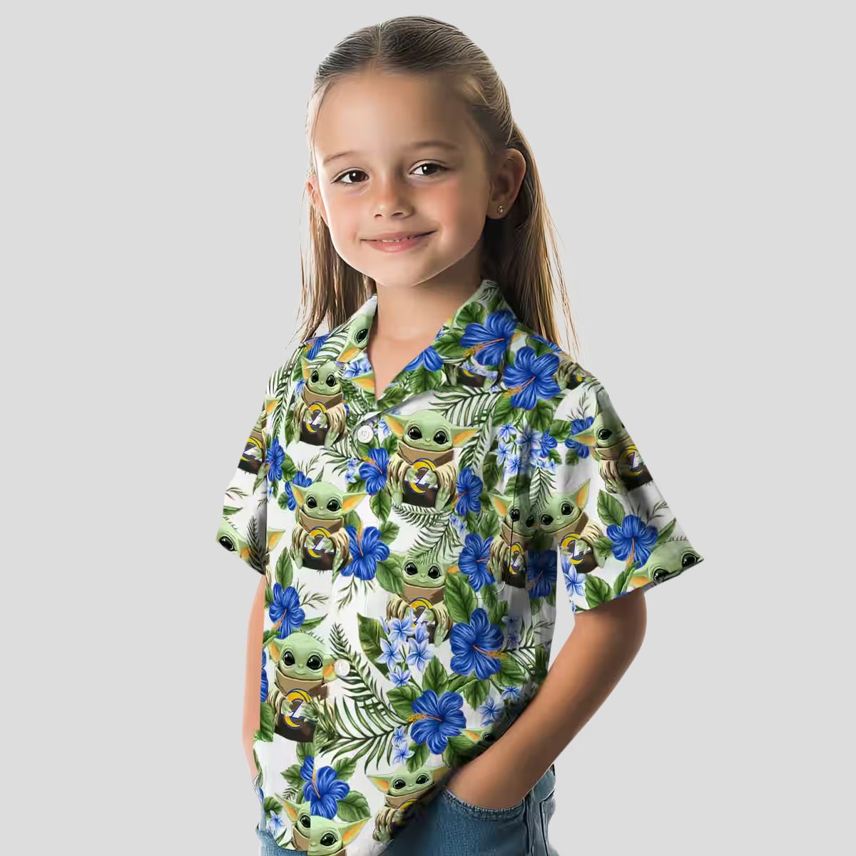 NFL Los Angeles Rams Hawaiian Shirt, Yoda Green Tropical Aloha Beach Shirt