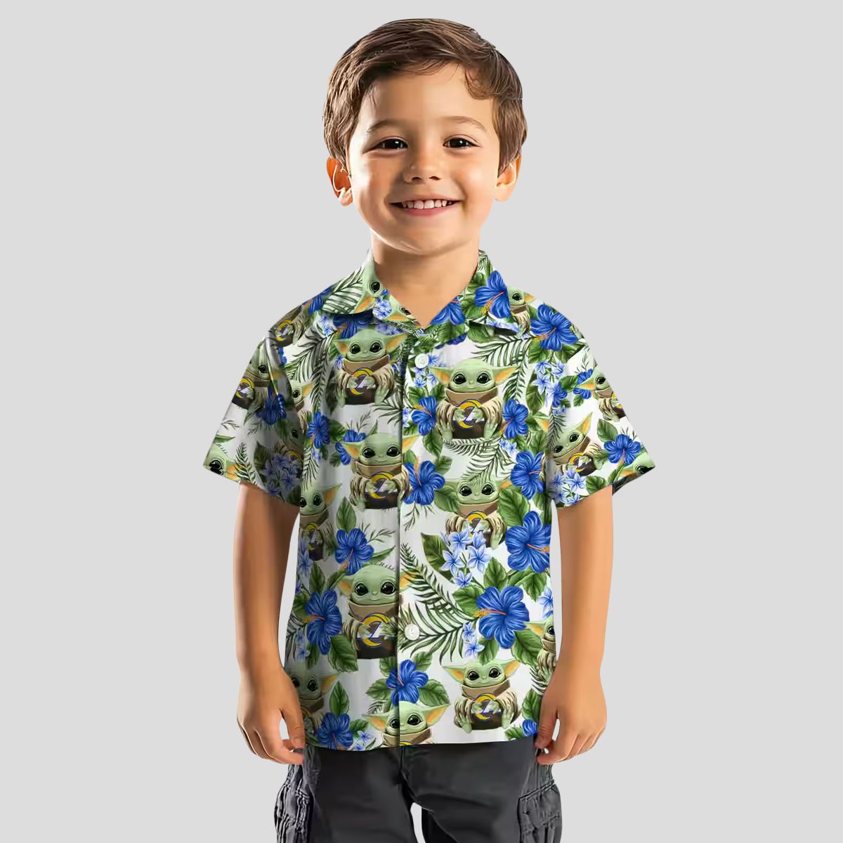 NFL Los Angeles Rams Hawaiian Shirt, Yoda Green Tropical Aloha Beach Shirt