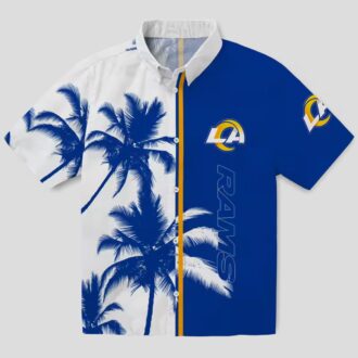 Patriotic Los Angeles Rams Hawaiian Shirt – Blue White Hibiscus Tropical Design