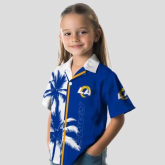 Patriotic Los Angeles Rams Hawaiian Shirt – Blue White Hibiscus Tropical Design