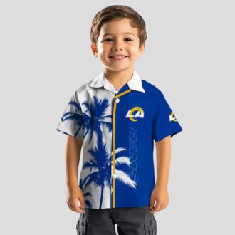 Patriotic Los Angeles Rams Hawaiian Shirt – Blue White Hibiscus Tropical Design