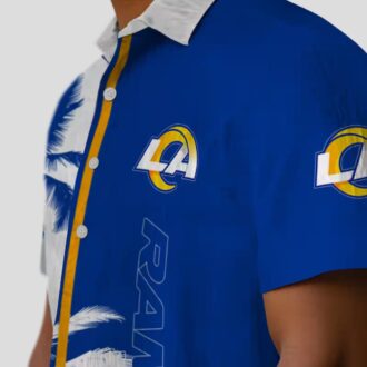 Patriotic Los Angeles Rams Hawaiian Shirt – Blue White Hibiscus Tropical Design