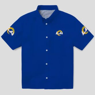 Stuart Minion Blue Hawaiian Shirt, Los Angeles Rams NFL Tropical Aloha Shirt
