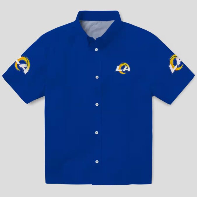 Stuart Minion Blue Hawaiian Shirt, Los Angeles Rams NFL Tropical Aloha Shirt