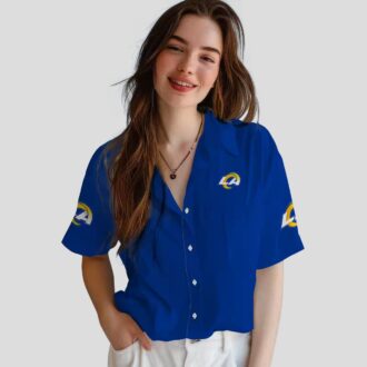 Stuart Minion Blue Hawaiian Shirt, Los Angeles Rams NFL Tropical Aloha Shirt