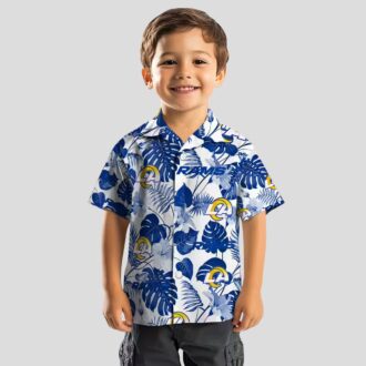 Tropical Blue White Los Angeles Rams Hawaiian Shirt, Floral Beach Shirt for NFL Fans