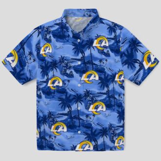 Tropical Coastal Palms Hawaiian Shirt with Los Angeles Rams Logo, Perfect for Summer