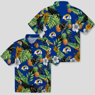 Tropical Los Angeles Rams Hawaiian Shirt, Toucan Hibiscus Pineapple Beach Shirt for Summer