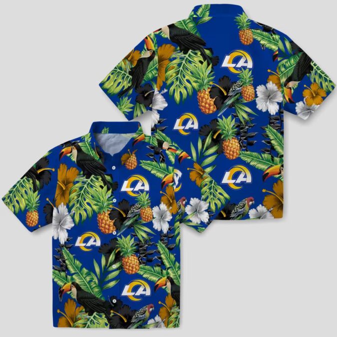 Tropical Los Angeles Rams Hawaiian Shirt, Toucan Hibiscus Pineapple Beach Shirt for Summer