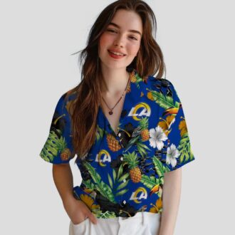 Tropical Los Angeles Rams Hawaiian Shirt, Toucan Hibiscus Pineapple Beach Shirt for Summer