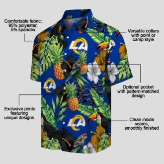 Tropical Los Angeles Rams Hawaiian Shirt, Toucan Hibiscus Pineapple Beach Shirt for Summer