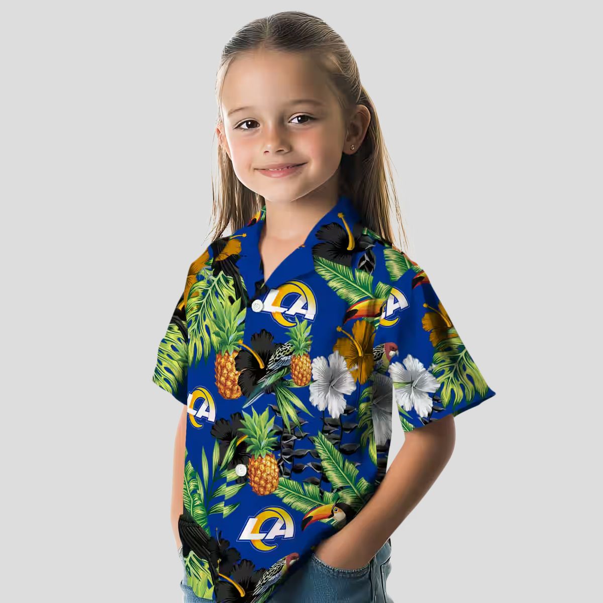 Tropical Los Angeles Rams Hawaiian Shirt, Toucan Hibiscus Pineapple Beach Shirt for Summer