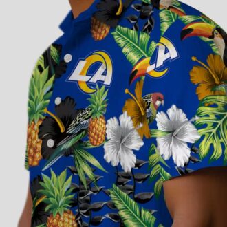 Tropical Los Angeles Rams Hawaiian Shirt, Toucan Hibiscus Pineapple Beach Shirt for Summer