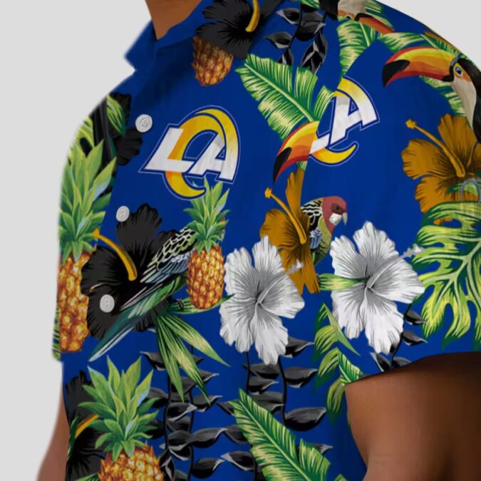 Tropical Los Angeles Rams Hawaiian Shirt, Toucan Hibiscus Pineapple Beach Shirt for Summer