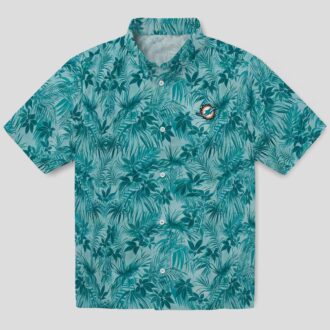 Aqua Leaf Tropical Miami Dolphins Hawaiian Shirt, NFL Football Fan Gifts