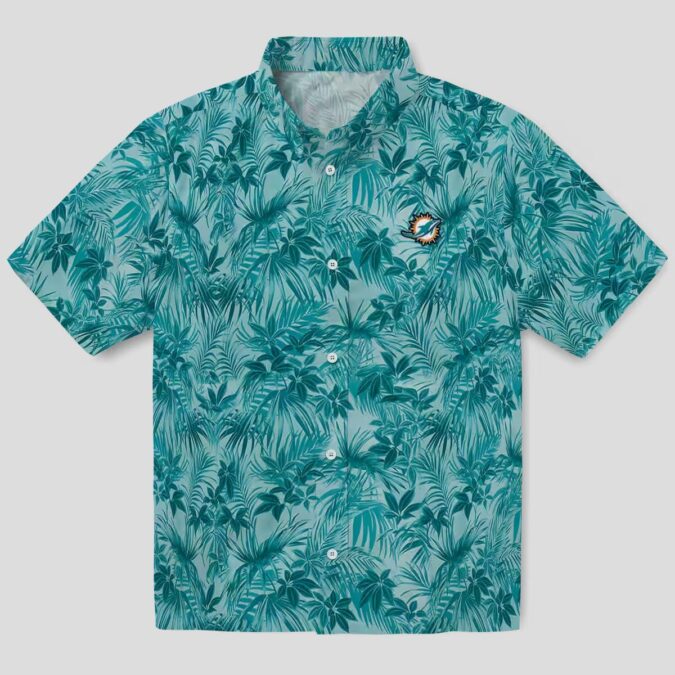 Aqua Leaf Tropical Miami Dolphins Hawaiian Shirt, NFL Football Fan Gifts