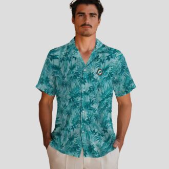 Aqua Leaf Tropical Miami Dolphins Hawaiian Shirt, NFL Football Fan Gifts