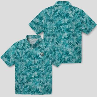 Aqua Leaf Tropical Miami Dolphins Hawaiian Shirt, NFL Football Fan Gifts