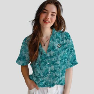 Aqua Leaf Tropical Miami Dolphins Hawaiian Shirt, NFL Football Fan Gifts