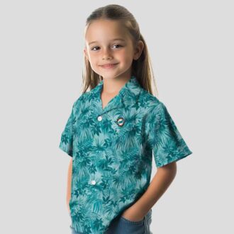 Aqua Leaf Tropical Miami Dolphins Hawaiian Shirt, NFL Football Fan Gifts