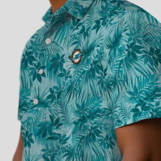 Aqua Leaf Tropical Miami Dolphins Hawaiian Shirt, NFL Football Fan Gifts