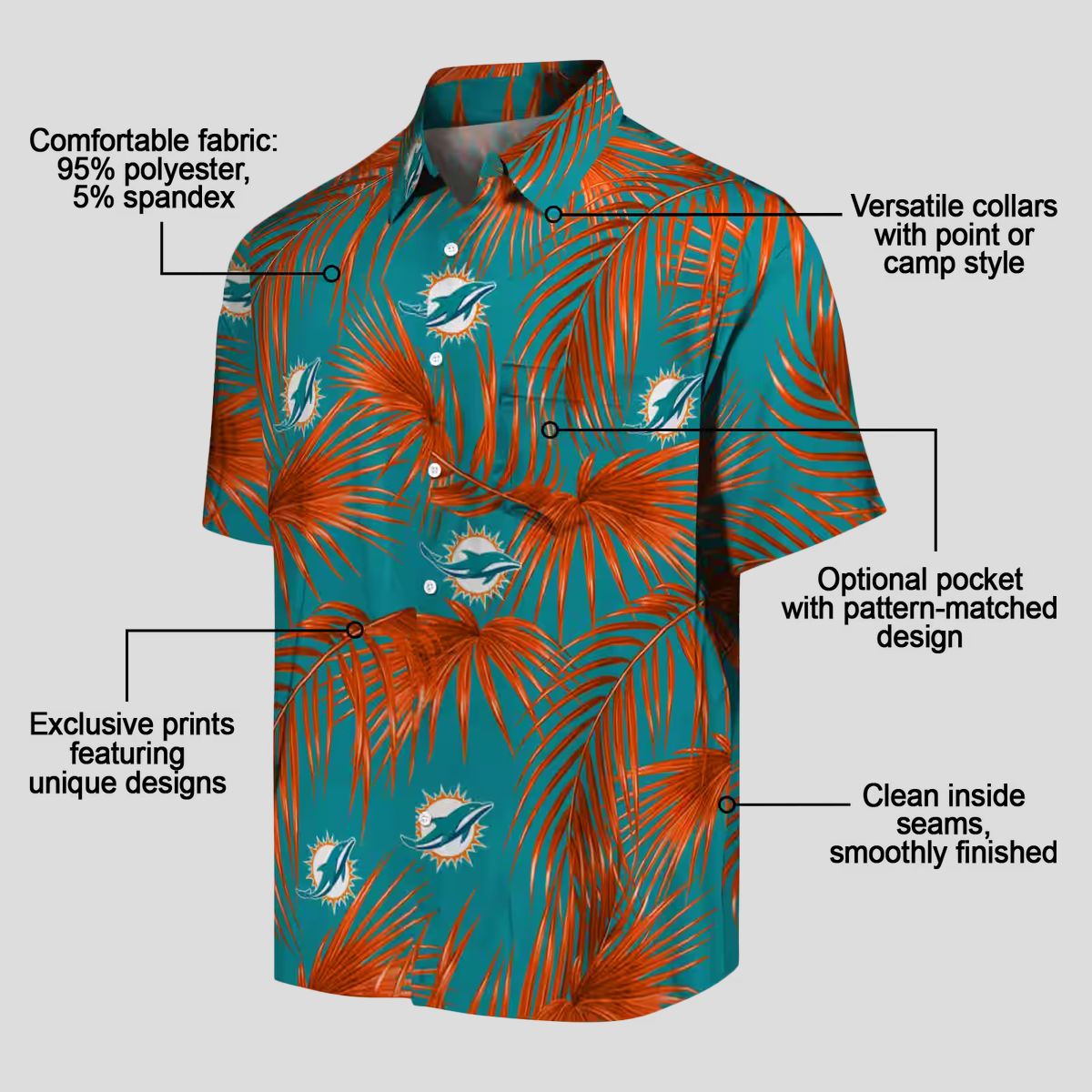 Best Miami Dolphins Hawaiian Shirt, Leafy Palms NFL Summer Outfit