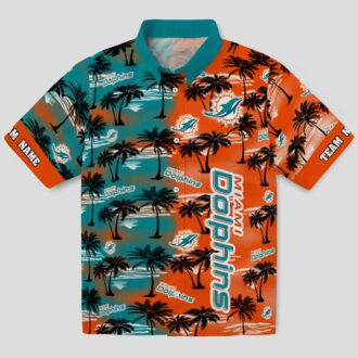 Custom Miami Dolphins Palm Silhouette Aloha Shirt, Tropical Beach NFL Apparel
