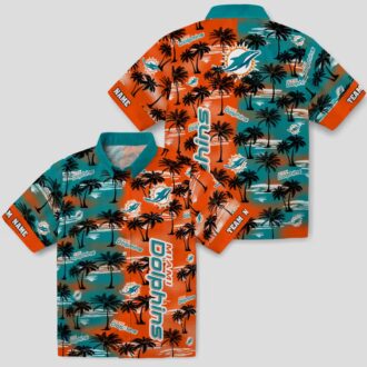 Custom Miami Dolphins Palm Silhouette Aloha Shirt, Tropical Beach NFL Apparel