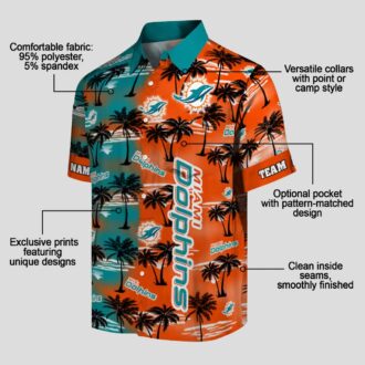 Custom Miami Dolphins Palm Silhouette Aloha Shirt, Tropical Beach NFL Apparel