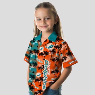 Custom Miami Dolphins Palm Silhouette Aloha Shirt, Tropical Beach NFL Apparel