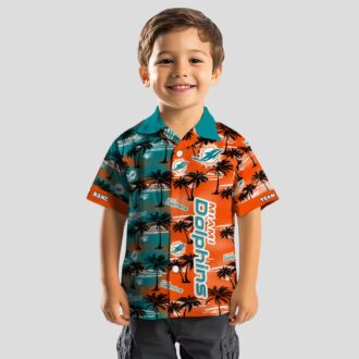 Custom Miami Dolphins Palm Silhouette Aloha Shirt, Tropical Beach NFL Apparel