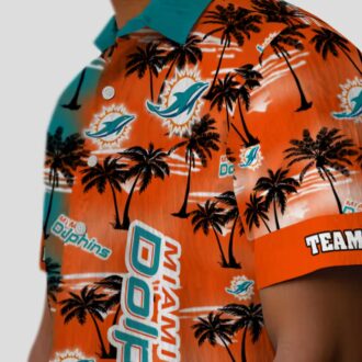 Custom Miami Dolphins Palm Silhouette Aloha Shirt, Tropical Beach NFL Apparel