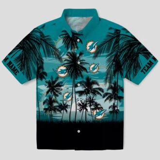 Custom Miami Dolphins Sunset Hawaiian Shirt, Aqua Black NFL Gift Edition