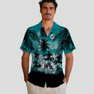 Custom Miami Dolphins Sunset Hawaiian Shirt, Aqua Black NFL Gift Edition